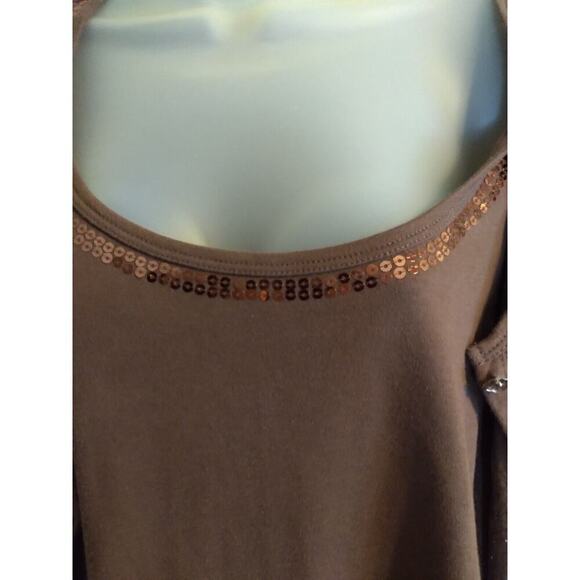 Quacker Factory Cardigan Over Tank Brown Sequined 1 Pc. Looks Like 2 Sz 3X - Picture 5 of 10